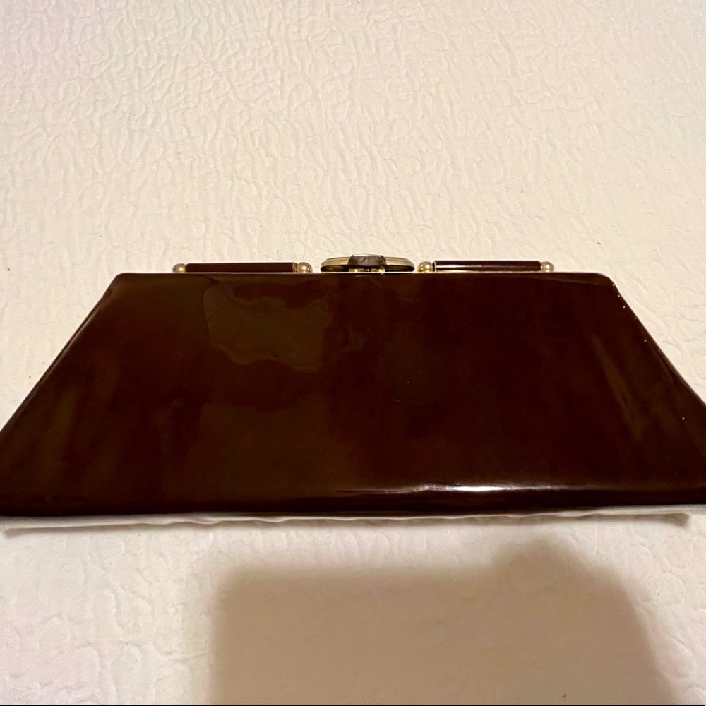 Vintage Brown Vinyl Clutch